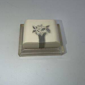 Vintage 30s 40s Celluloid White & Gray Art Deco Engagement Ring Presentation Box